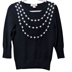 Peck & Peck 100% cashmere sweater Medium polka dot necklace quiet luxury cozy